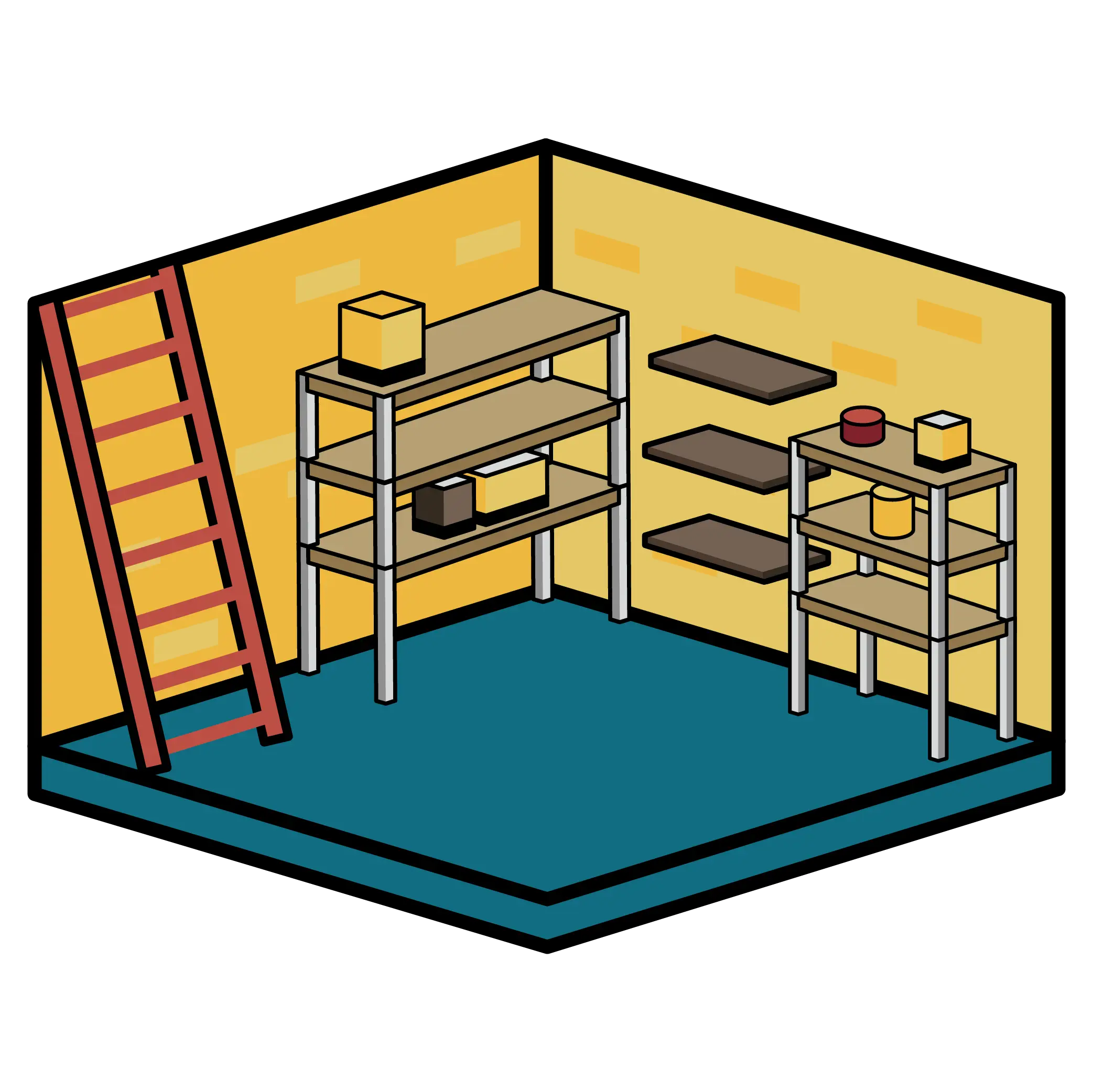 Illustration eines Kellerraumes mit Epoxidharz Bodenbeschichtung