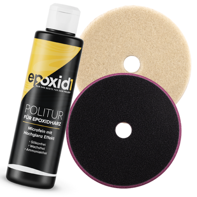 Lot de vernis - pâte à polir 250 ml + 2x tampons de polissage à fourrure courte 